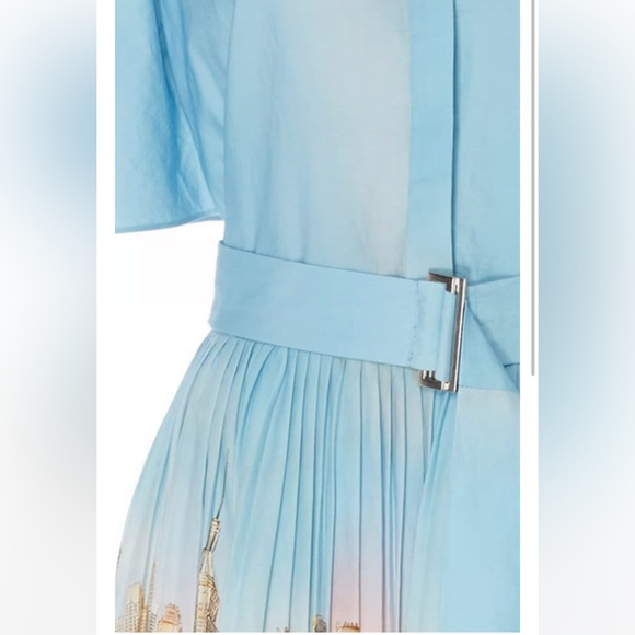 LELA ROSE Cape-Effect New York City Skyline Printed Cotton Maxi Dress - Picture 3 of 5